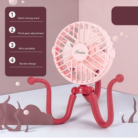 

LINMOUA Deformation Bracket Mini Clip Fan USB Stroller Dormitory Silent Fan Night Light