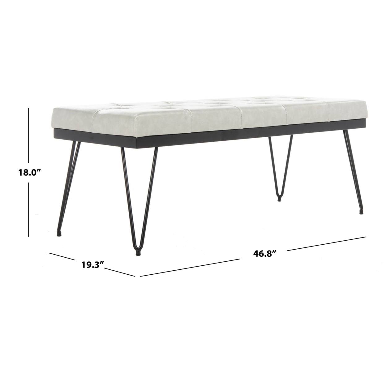 SAFAVIEH Marcella Contemporary Mid-Century Tufted Bench, Grey/Black