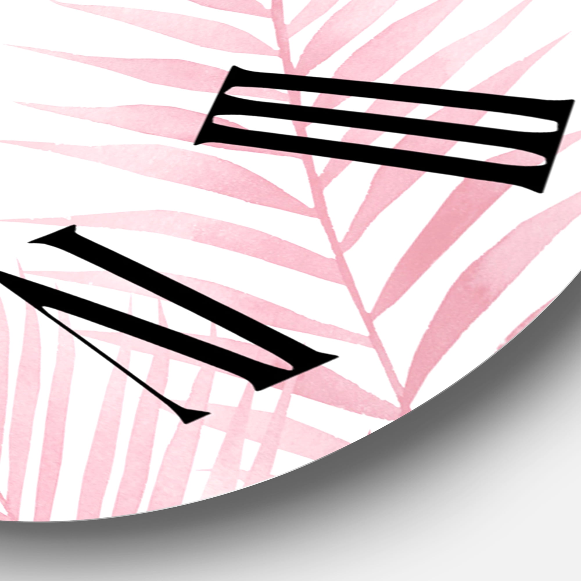 Designart 'Blush Pinkeucalyptus And Palm Branches' Shabby Chic Wall Clock