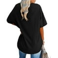 thumbnail image 3 of Summer Solid Color Women Loose T-shirt Crew Neck Casual Oversize Drop Shoulder Shirt Tops, 3 of 6