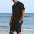 thumbnail image 5 of Laqbezok Men's 2-Piece Linen Set, Casual Short Sleeve Button Down Shirt and Drawstring Shorts Outfit, Relaxed Fit Summer Beach Resort Wear with Pockets, 5 of 6