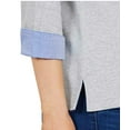 thumbnail image 3 of Nautica Women’s 3/4 Cuffed Sleeve Chambray Casual Blouse Pullover Shirt Tops, Heather Grey, Large, 3 of 3