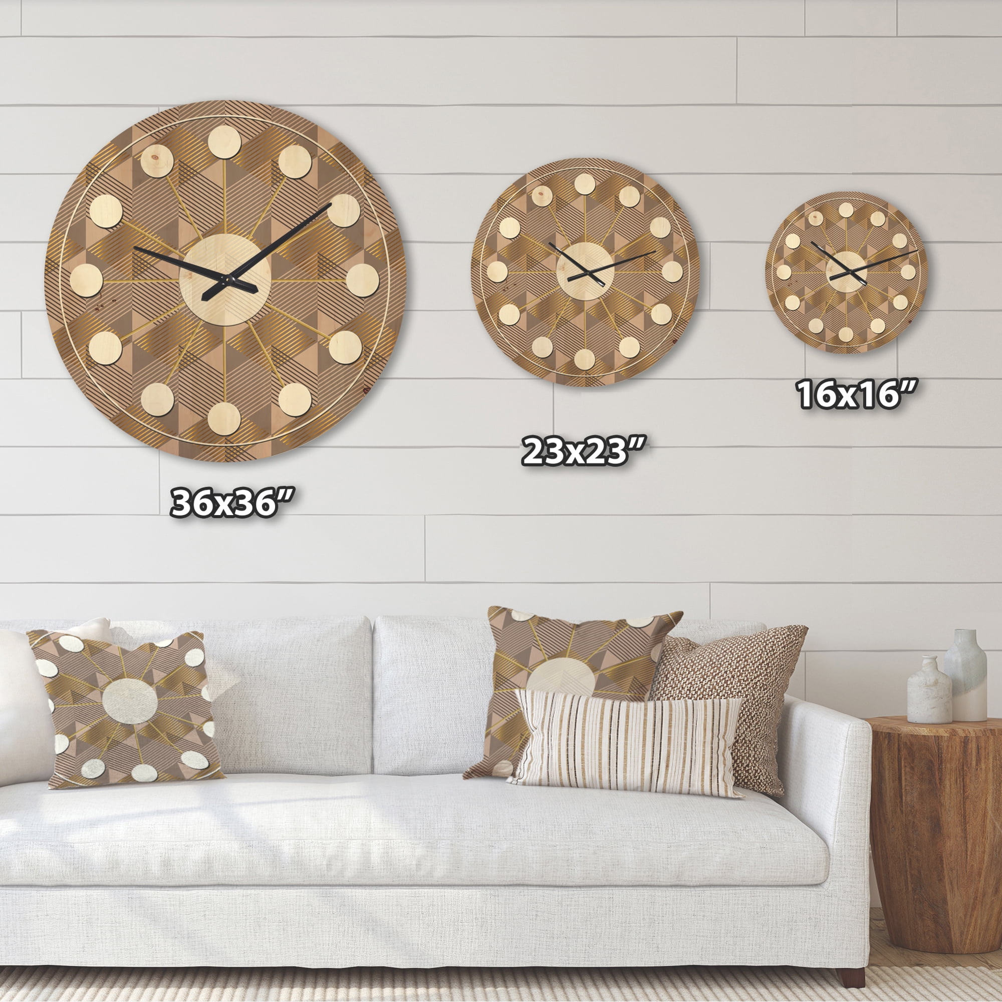 Designart 'Square Retro Design VI' Mid-Century Modern Wood Wall Clock