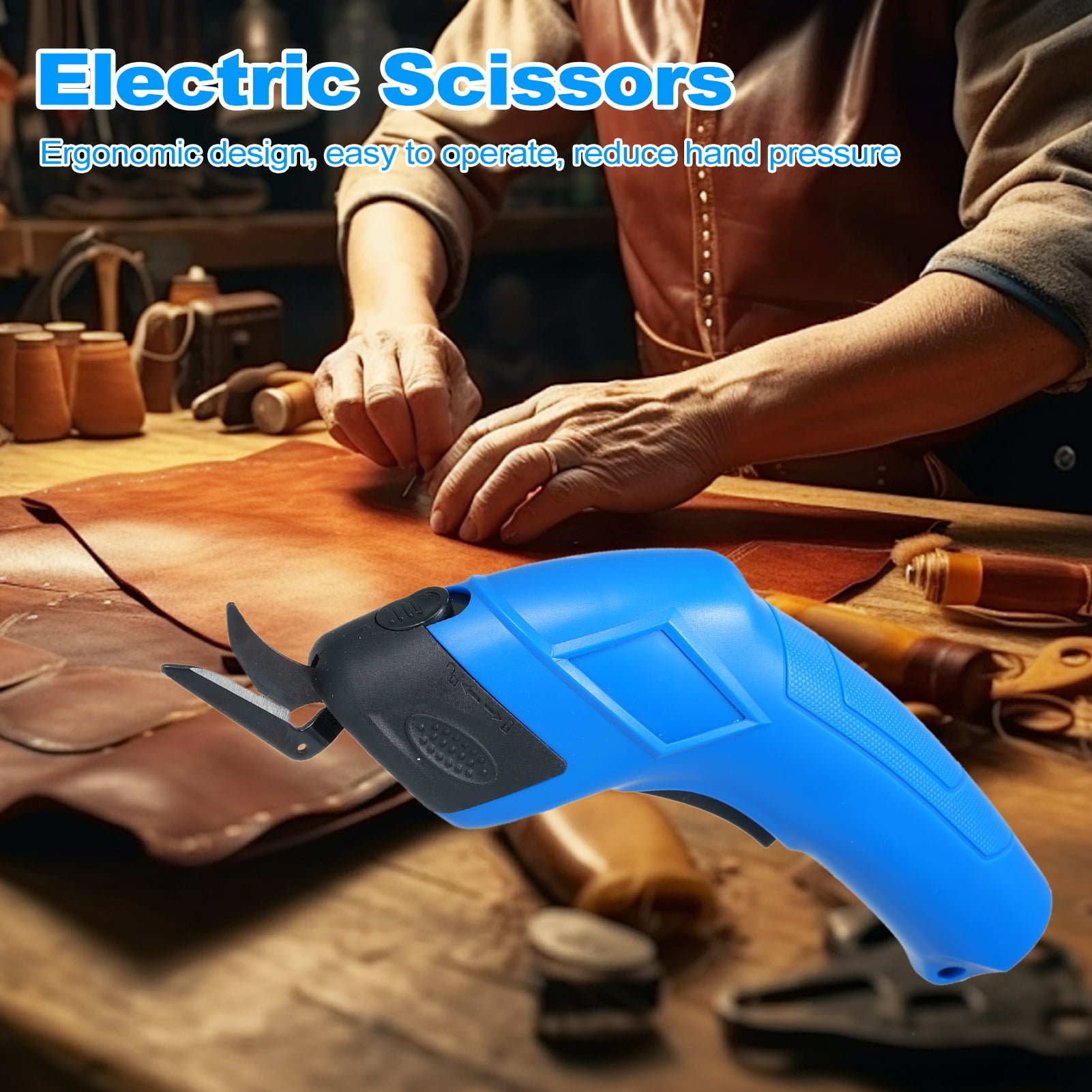 Cordless Electric Scissors Cutting Shears Tailoring Scissors USB Rechargeable Cloth Cutter Sewing Shear for Cutting Cotton Fabric/Carpet/Cloth