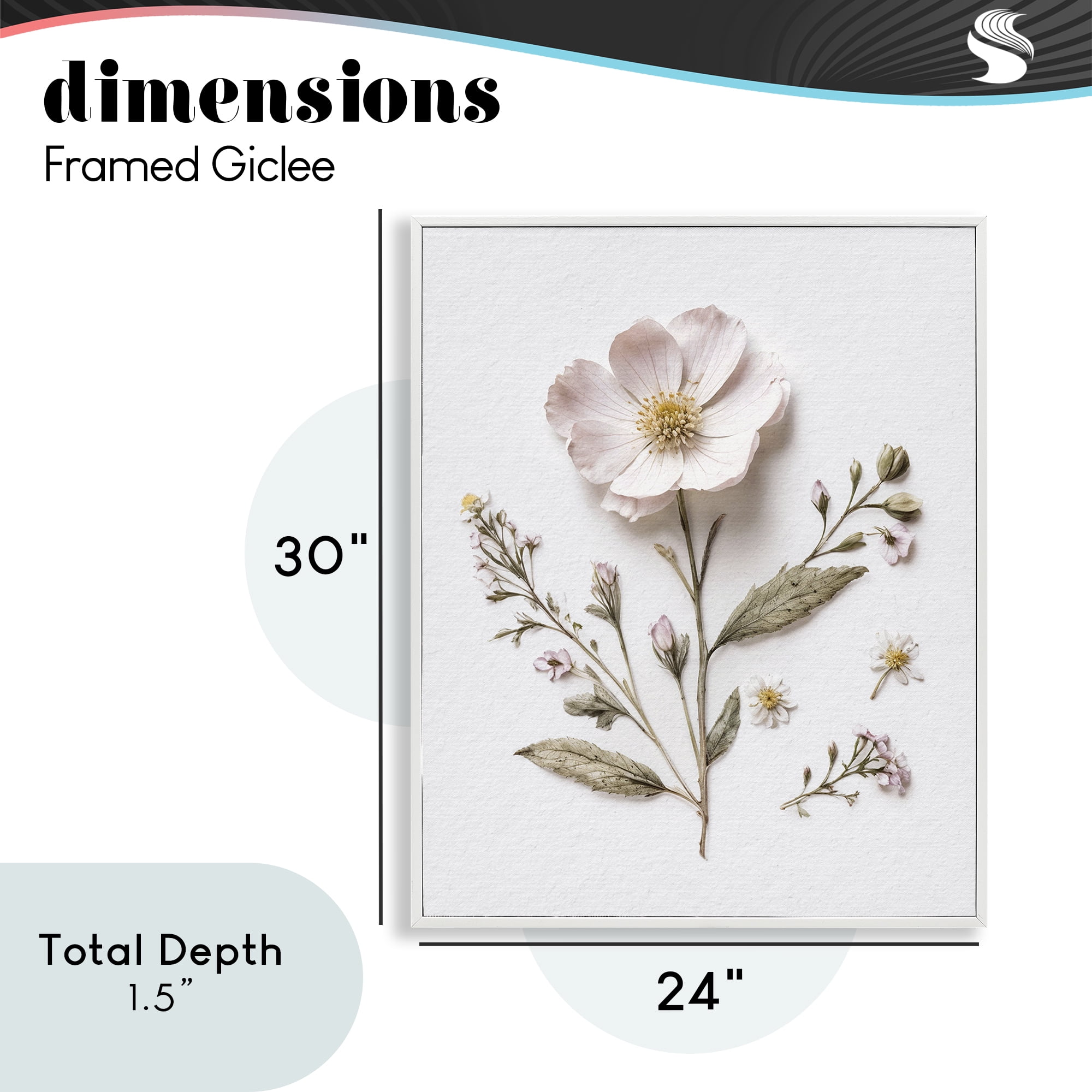 Pressed Wild Flowers White Framed Giclee Art, design by Lettered and Lined