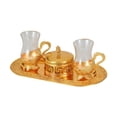 thumbnail image 4 of 2 Piezas Juego de Jarra para Bebidas Set Turco de Café con Tazas Tarro Ornamental Redondo Decorativo Bandeja de Lujo Grabada para Mesas Hecho de, 4 of 9
