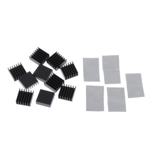 2x 10PCS Aluminio Gráfica Chipset Radiador Disipador Pad Negro 2 piezas