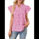 thumbnail image 1 of Tops con Volantes para Mujer, Blusas Bohemias con Cuello en V y Muescas, Camisetas Tipo Túnica con Mangas Abullonadas en Rosa M, 1 of 10