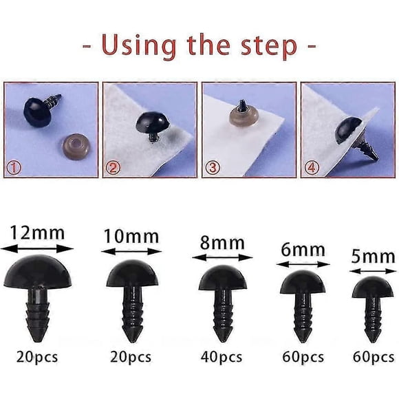 Safety Eyes With Washers, 400pcs Plastic Doll Eyes Including 200pcs Safety Eyes 200pcs Washers