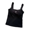 thumbnail image 4 of Womens Nylon Stretch Ribbed Knit Camisole Shirts Lace Trim Scoop Neck Fitted Tank Top with Built-in Bra Pads for Casual Lounge, 4 of 6