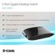 thumbnail image 2 of Conmutador Ethernet D-Link DGS-1005G de escritorio Gigabit de 5 puertos, 2 of 8