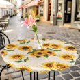thumbnail image 6 of Vintage Sunflower Round Tablecloth for 36-44 Inch Tables,Fitted Table Cover with Elastic Edge,Yellow Flowers Summer Botanical Retro Art Waterproof Outdoor Table Cloth Protector for Patio Dinner, 6 of 9