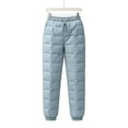 thumbnail image 5 of yeiolnoer Pants for Women Warm Elastic Waist Pants Drawstring Quilted Snow Pants with Pockets Winter Clothes(Light Blue,Medium), 5 of 6