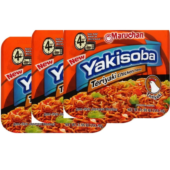 Maruchan Yakisoba Teriyaki Chicken, Homestyle Japanese ramen noodles3.98 Oz, Pack of 3