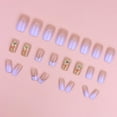 thumbnail image 3 of Uñas postizas de acrílico con diseños de mariposas, uñas postizas de color azul brillante y morado, uñas postizas de verano, uñas acrílicas de cobertura total, kit de uñas adhesivas, 3 of 4