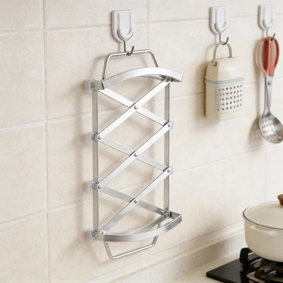 Expandable Stainless Steel Trivet with Handles – Hot Plate Holder for Dishes, Casseroles & Cookware, Adjustable Expanding Trivet for Hot or Cold Pans(RL Silver 1 PC)