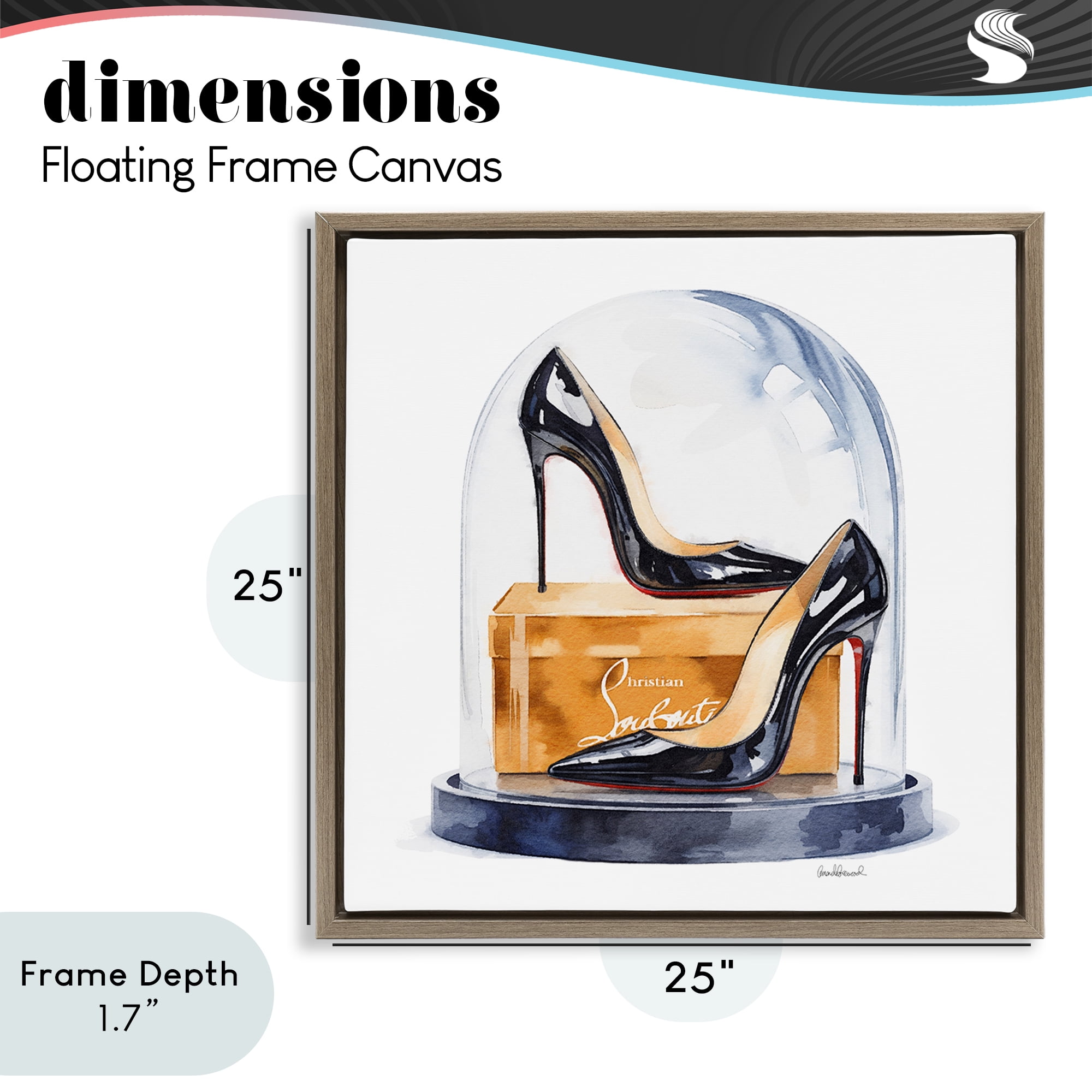 Stupell Industries Black High Heels Dome Brown Framed Floater Canvas Wall Art, design by Amanda Greenwood