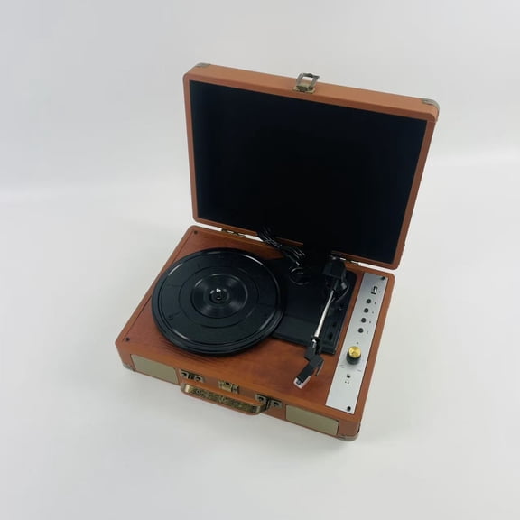 Artisam Phonographs,Vintage Suitcase Record Player, 3-Speed Portable Phonograph Turntable, Supports 33 1/3, 45 & 78 RPM Vinyl Records, Retro Style Record Player with Built-In Speakers, Brown