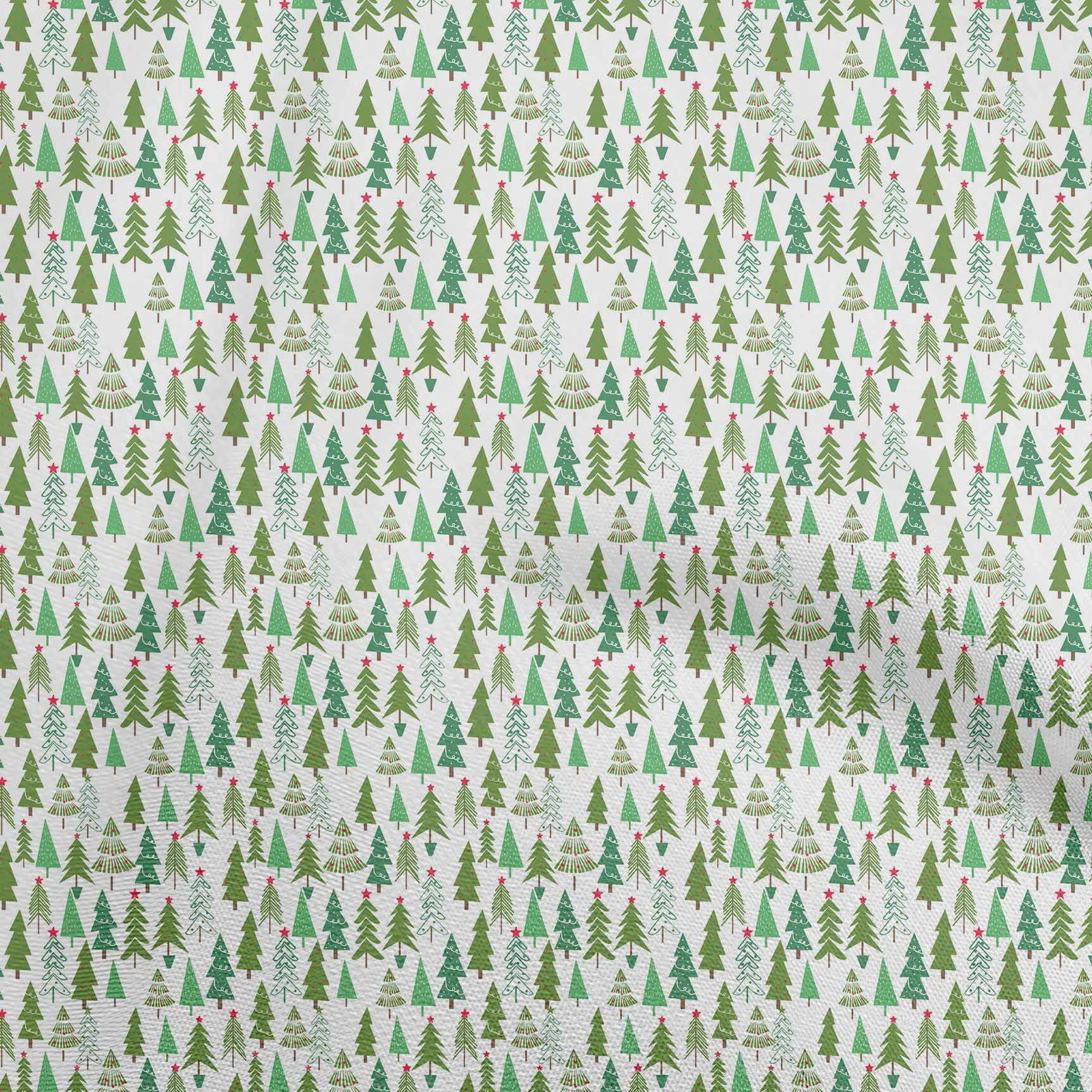 oneOone Cotton Silk Forest Green Fabric Christmas Craft Projects Decor Fabric Printed By The Yard 42 Inch Wide