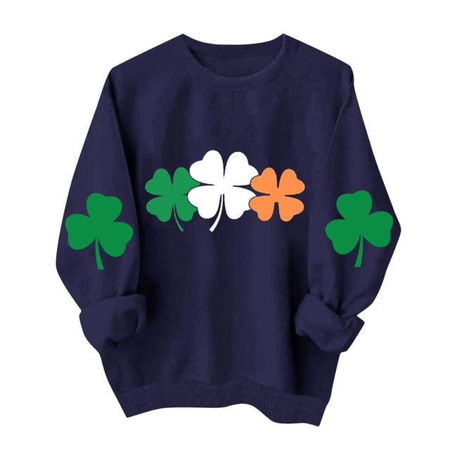 Tauxra Chandail de la Saint-Patrick pour Femmes à Manches Longues, Col Rond, Coupe Ample, Blouse Tunique Décontractée
