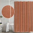 thumbnail image 4 of Burnt Orange Striped Shower Curtain Set - Standard 72" x 72" Washable Bathtub Curtain with 12 Hooks, Farmhouse Linen Texture Line Stripes Waterproof Fabric Stall Shower Curtains for Bathroom Décor, 4 of 8