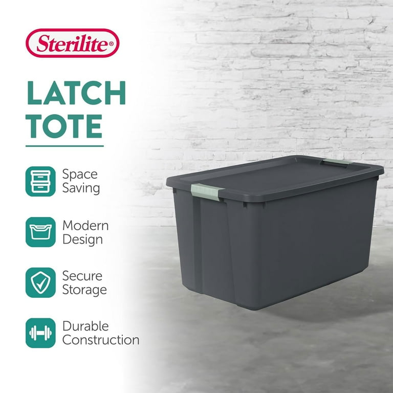 Sterilite 16 Pack 34 Gallon Latch Tote, Stackable Plastic Storage