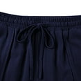 thumbnail image 4 of WULMLEO Womens Barrel Harem Linen Pants Wide Leg Pants Baggy Palazzo Drawstring Elastic Waist with Pockets Beach Navy 2XL, 4 of 5