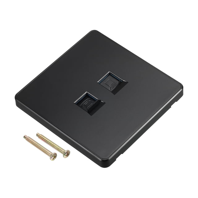 Unique Bargains Plaque Murale pour Téléphone RJ45 CAT6 Noir pour Maison Bureau