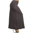 thumbnail image 2 of Women's Plus Size High Waist Foldable Elastic Band Relaxed Fit Solid Maxi Skirt, 2 of 6