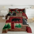 thumbnail image 3 of Manfei Wildlife Moose Bear Bedding Comforter Set for Men, Rustic Farmhouse Cabin Twin Comforter Sets, Buffalo Plaid Patchwork Reversible Bedding Set, Lightweight Room Decor, 2-Piece, 3 of 9