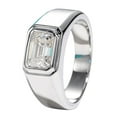 thumbnail image 4 of Silvago Jewel Excellent 1.8 Ct Emerald Cut Lab Created Simulated Diamond Wedding Ring for Men's - 14k White Gold Over Men's Ring - Bezel Set Men's Anniversary Ring - Anniversary Gift for Men's, 4 of 9