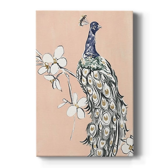 Peacock in Gold III Premium Gallery Wrapped Canvas - Ready to Hang