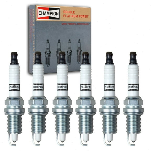 6 pc Champion Double Platinum Spark Plugs compatible with Jeep Wrangler 4.0L 4.2L L6 1987-2006