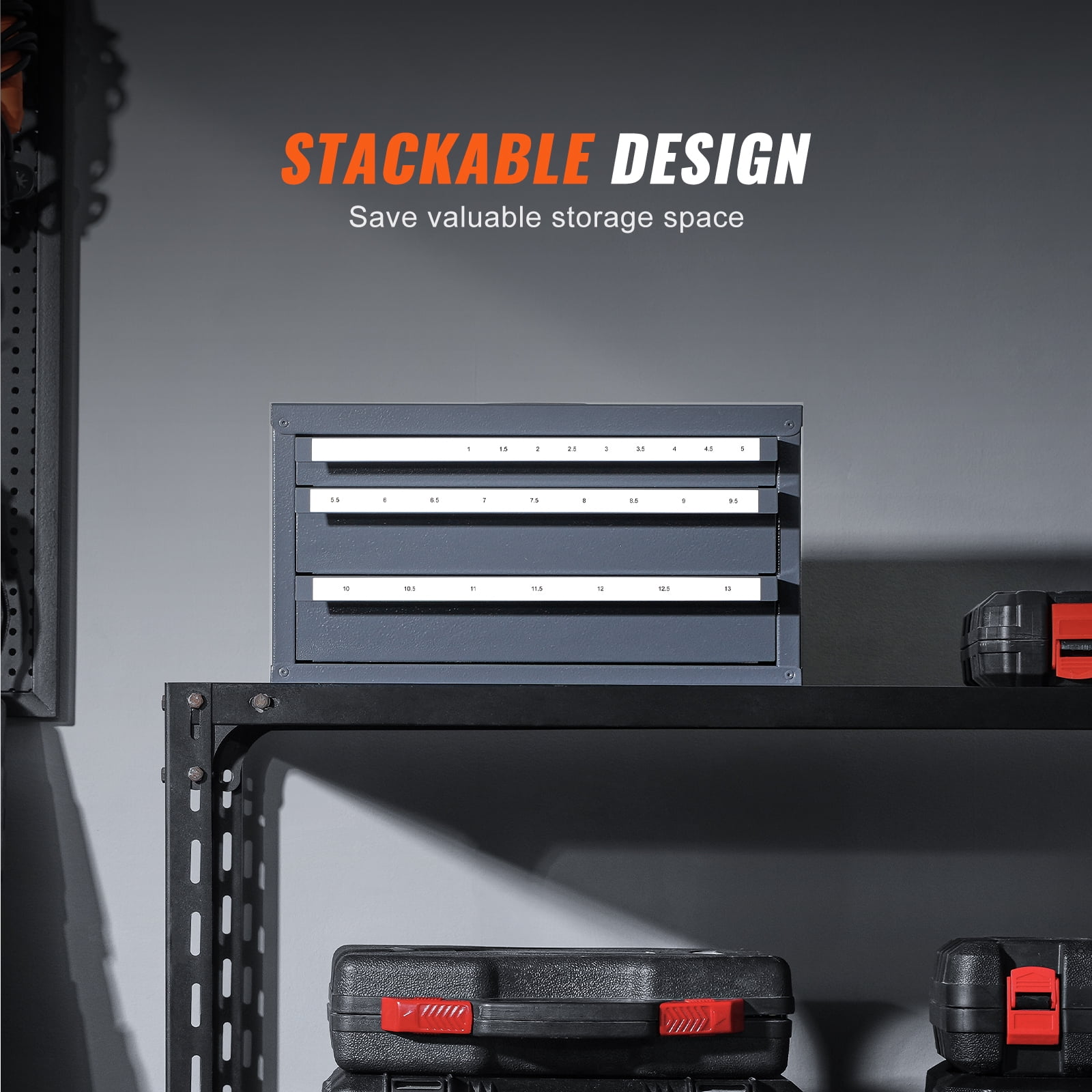 SKYSHALO Drill Bit Dispenser Cabinet, Three-Drawer Drill Bit Dispenser, Drill Bit Organizer Cabinet, Drill Dispenser Organizer Cabinet for 1mm to 13mm