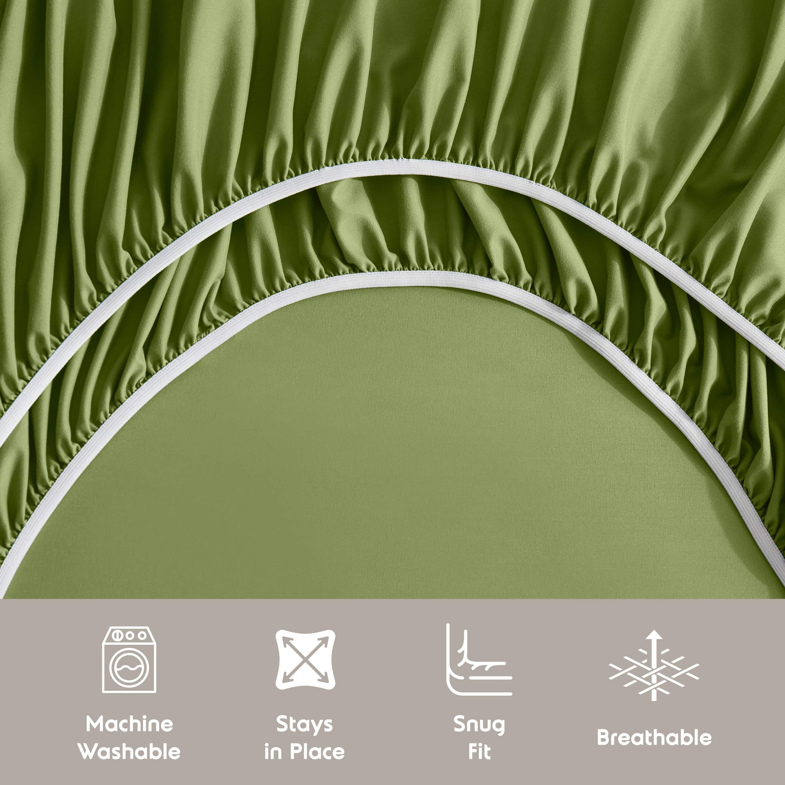 LammaLoe Extra Deep Pocket King Sheets set, Fits 18"-24" Mattress, 6 Piece Soft Microfiber Bed Sheet Sets, Calla Green