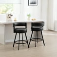 thumbnail image 3 of Zesthouse 26.6″ Swivel Bar Stools Set of 2, Faux Leather Upholstered Counter Stools with Barrel Back and Metal Legs, Modern Counter Height Barstools for Kitchen Island, Dark Gray, 3 of 12