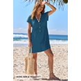 thumbnail image 4 of Merokeety Summer Rompers for Women Casual V Neck Shorts Overalls Loose Fit Onesie with Pockets, Teal M, 4 of 7