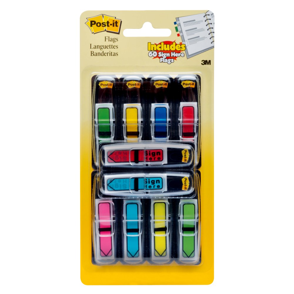 Postit Arrow Combo Flags, 1/2" Wide, Assorted Colors, 252 Flags