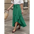 thumbnail image 4 of OYYN Women's A-Line Asymmetrical Ruffle Hem Tie Waist Maxi Skirt, 4 of 6