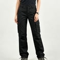 thumbnail image 5 of Women's Cargo Pants, Straight Leg Solid Trousers with Multi Pockets, Casual Long Pants for Work Outdoor Hiking Wear | VerBelle,Black L, 5 of 7