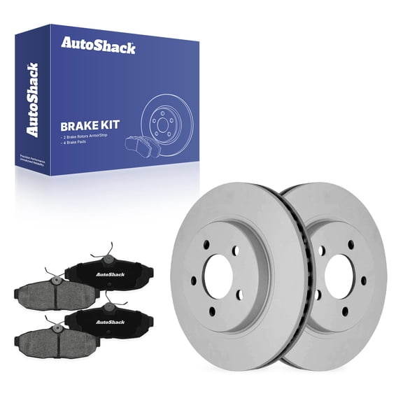 AutoShack Rear Vented Coated Brake Rotors   Ceramic Pads 6-PC Brake Kit Replacement for 2005-2011 Ford Mustang ArmorStop 11.83" (300.5 mm)