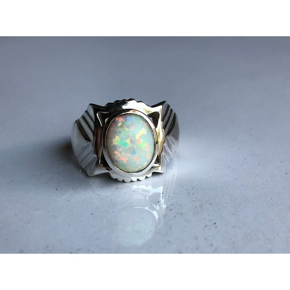 Super fine quality natural fire opal men ring in 925 sterling solid silver