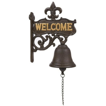 Cast Iron Bell - Welcome Entry Door Bell, Antique Doorbell Decoration, Front Door, Interior, Exterior Decor, Black - 6.7 X 8.9 X 0.8 Inches