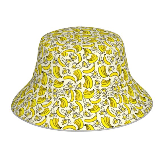 Sikiie Banana Reflective Double-Sided Bucket Hat, Sun Hat, for Gardening, Beaching, Camping, Hiking, Fishing