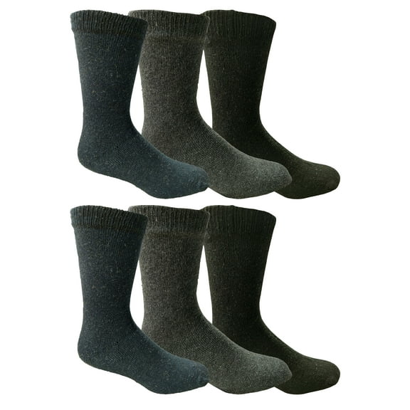Yacht & Smith 6 Pairs of Men's Thermal Winter Boot Socks, Assorted Dark Colors, Size 10-13