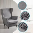 thumbnail image 6 of CJC Wingback Chair Slipcover, 2-Piece Stretch Wing Back Chair Cover with Cushion Cover, Armchair Covers Furniture Protector for Living Room Bedroom (Dark Gray), 6 of 10