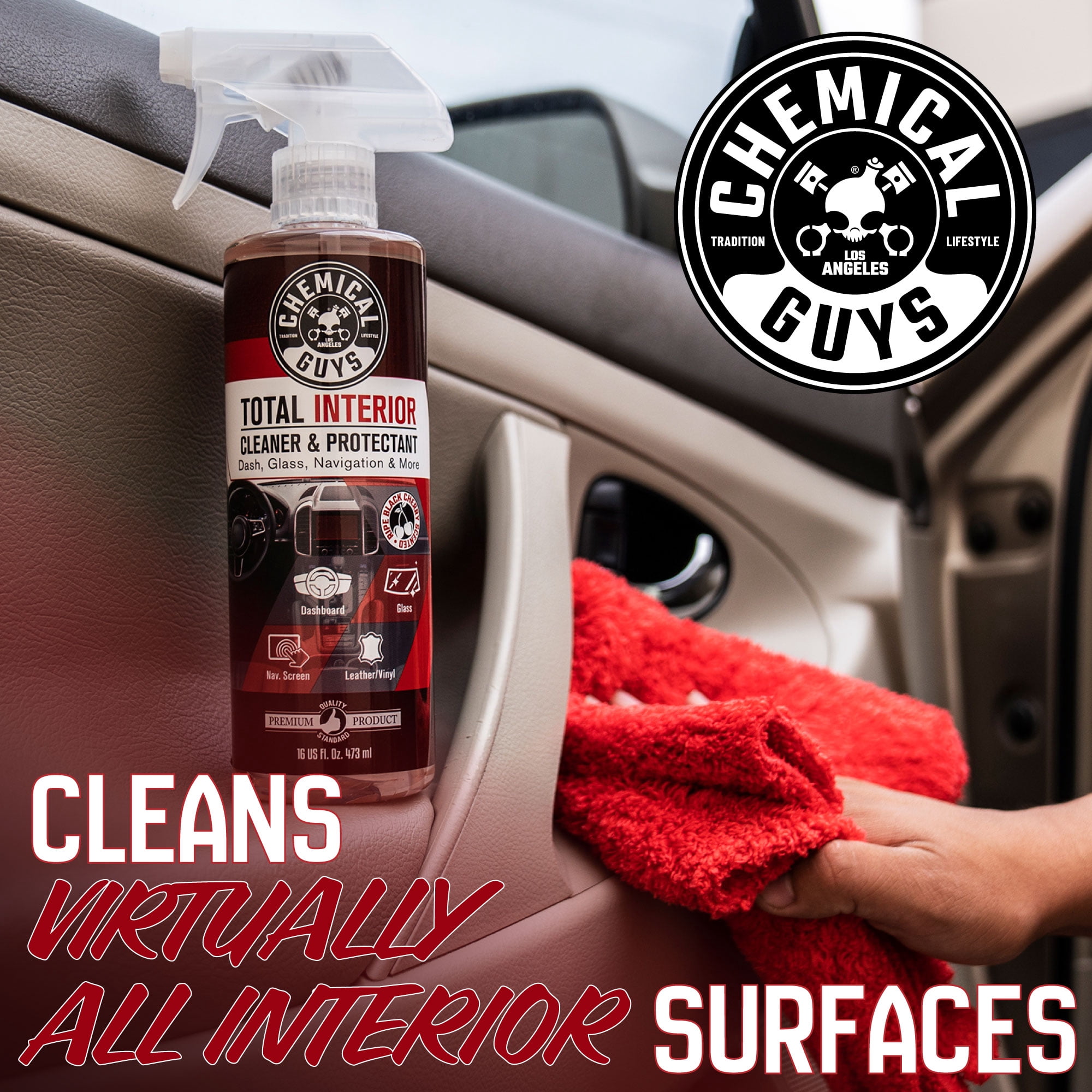 Chemical Guys Total Interior Cleaner & Protectant: Dash, Glass, Navigation And More, 16 OZ, Black Cherry