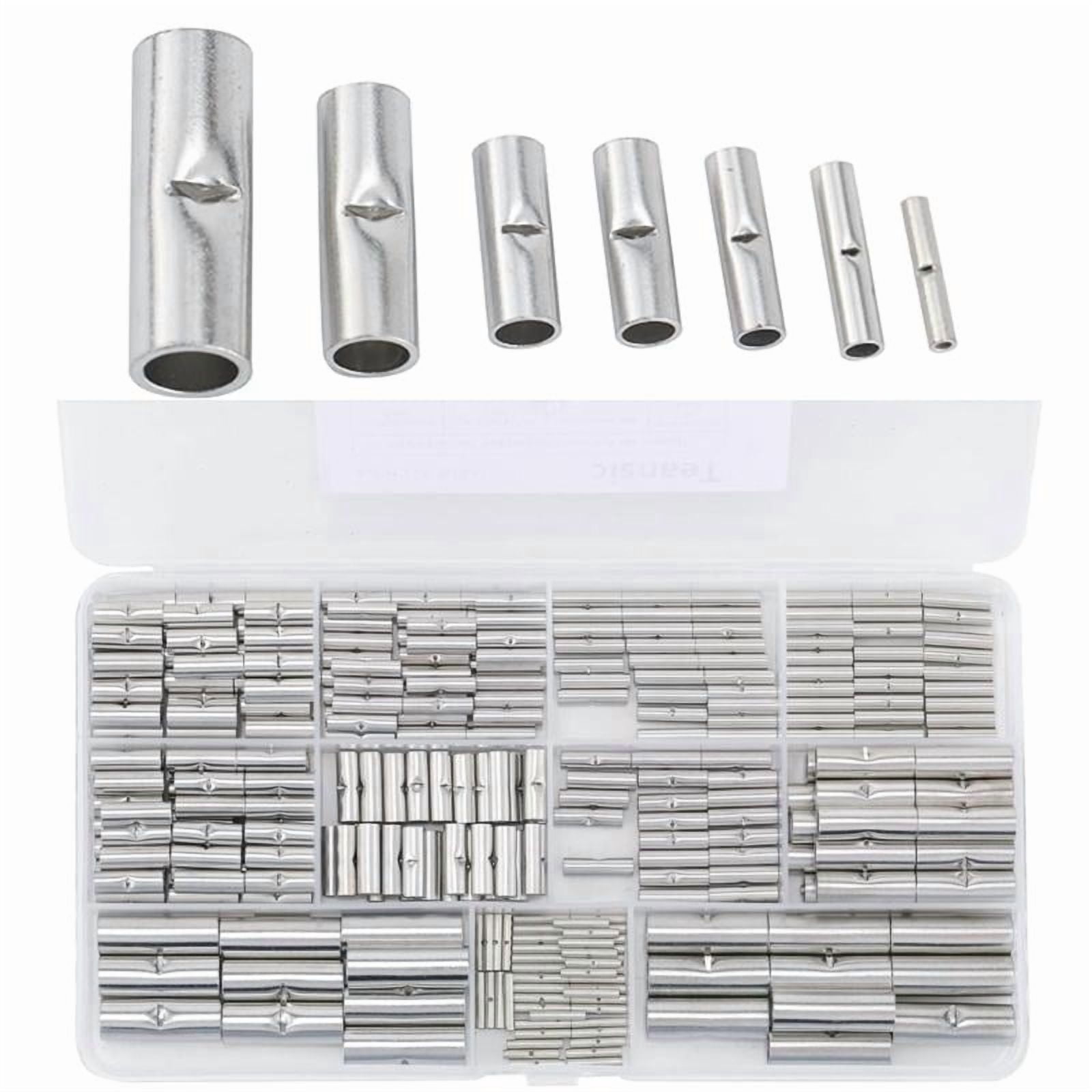 300Pcs Butt Terminal Electrical Wire Connectors Battery Cable Connectors Copper Tinned Splice Crimp Terminal Sleeve
