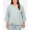 thumbnail image 4 of Alfred Dunner Womens Plus-Size Flower Embroidery Split Hem Top, 4 of 6