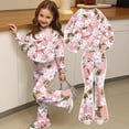 thumbnail image 4 of Grblisyd Outfits for Girls Casual Long Sleeve Cute Cartoon Print Sweatershirt and Flared Pants 2 Pieces Fall Winter Set Size 7-8 Years, 4 of 7